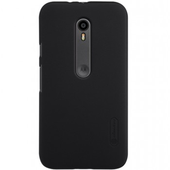 Moto G3 dėklas juodas "Nillkin" Frosted Shield + plėvelė